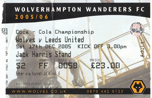 Ticket Wolverhampton Wanderers - Leeds United, Championship, 17.12.2005
