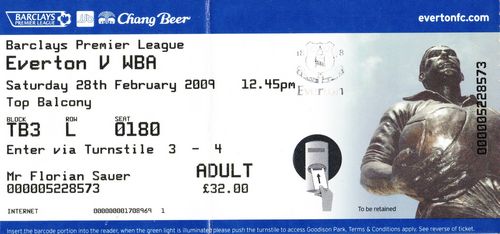 Ticket Everton FC - West Bromwich Albion, Premier League, 28.02.2009