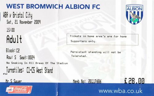 Ticket West Bromwich Albion - Bristol City, Championship, 21.11.2009