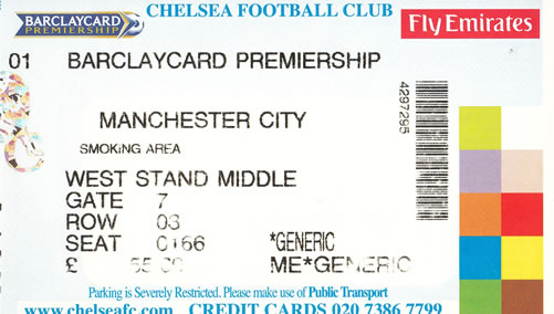 Ticket Chelsea FC - Manchester City, Premier League, 22.03.2003